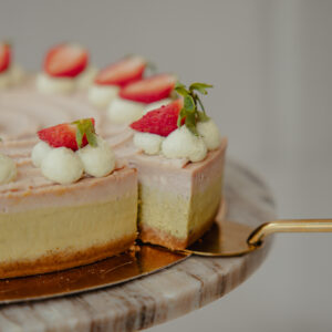 Strawberry matcha cheesecake